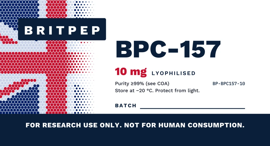 Britpep vial label showing batch field